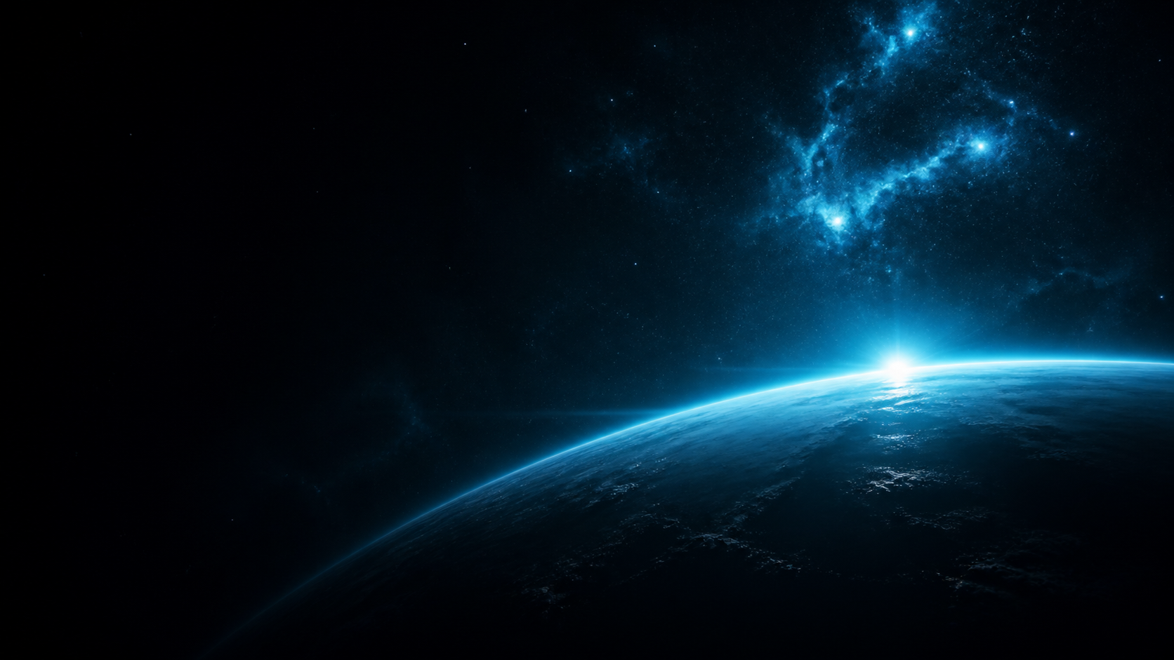 A deep blue cinematic view into quiet space